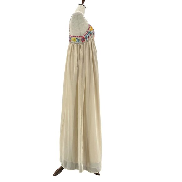 NEW Boston Proper Womens Small Dress Embroidered Floral Maxi Multicolor Beige - Picture 3 of 11